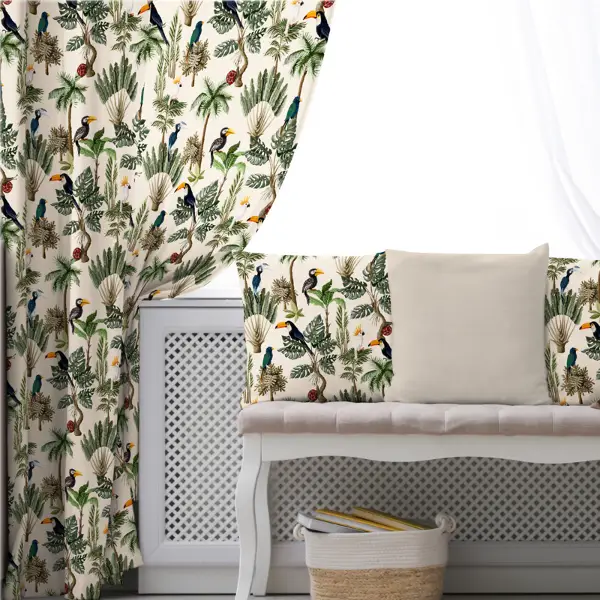 Genç Odası - Tropikal Fon Perde Evim K-739 Kumaşı Kalındır Duck Bezi Değildir