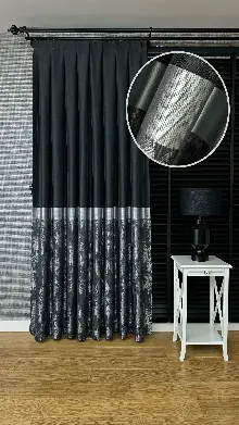 Siyah Gümüş Jakar Dokuma Fon Perde - Premium Kalite Serisi Ağır Gramajlı