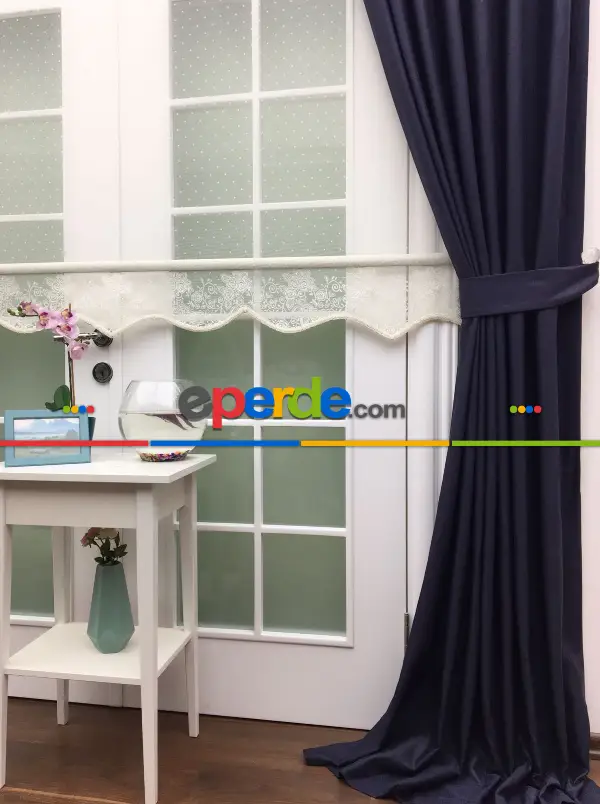 Lacivert Renk Düz Fon Perde- Lacivert