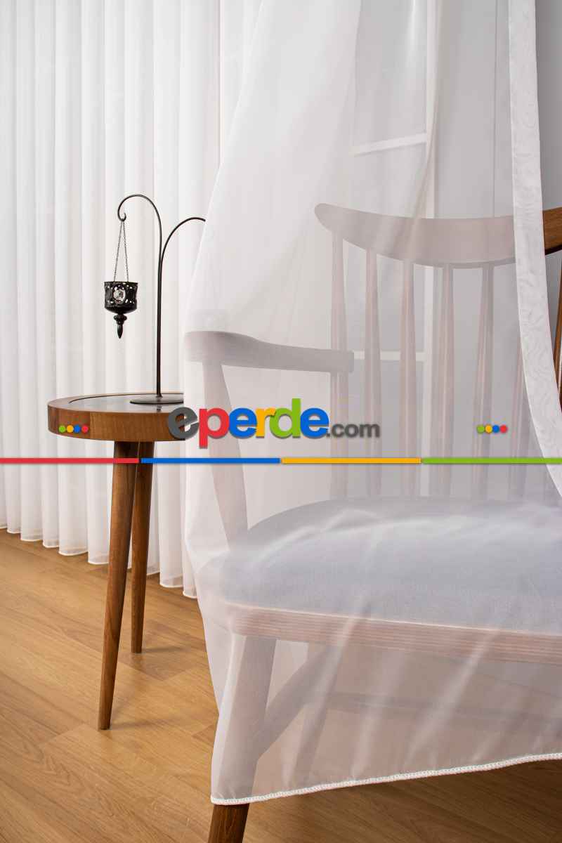 Yatak Odası - Zümrüt Düz Tül Perde (ekru Renk)- Ekru