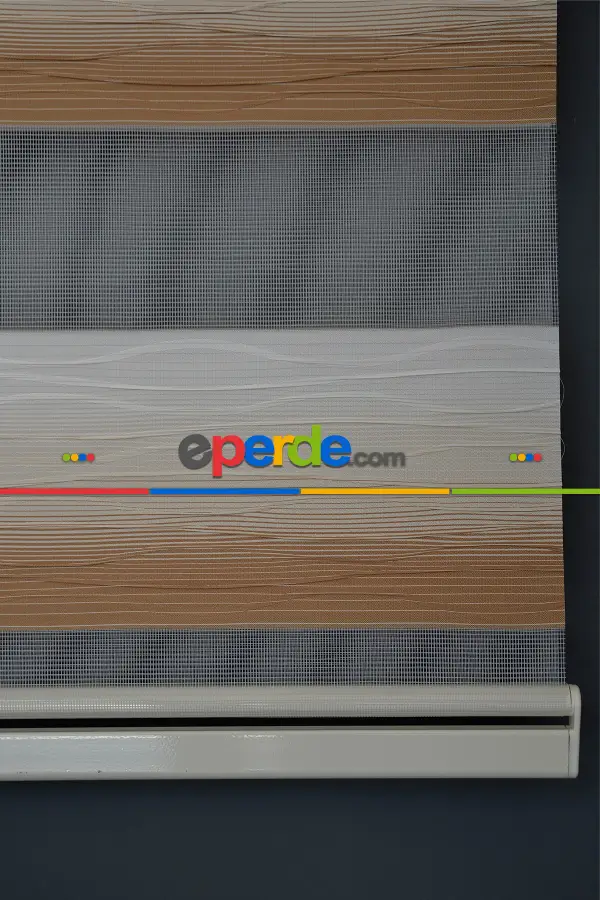 Halim Perdesan Mf-02 Beyaz & Kahverengi Renk Etekli Veya Eteksiz Zebra Stor Perde