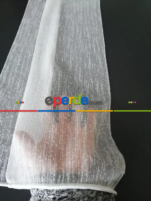 Kar Tanesi Serpme Desen Tül Perde - Krem