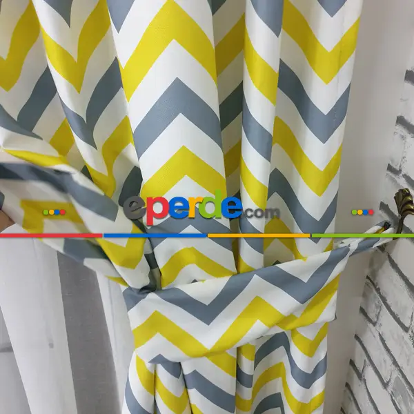 Yatak Odası - Zigzak Desenli Fon Perde Evm1117 Kumaşı Kalındır Duck Bezi Değildir-  Çok Renkli 2