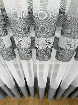 Bambu Gri Enine Bantlı Tül Perde - Premium Seri Kurşunlu Tül