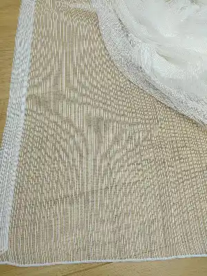 Metre İle Satış - Brillant Zincir Desenli Düz Armür Tül - Dikişsiz Kumaş- Ekru