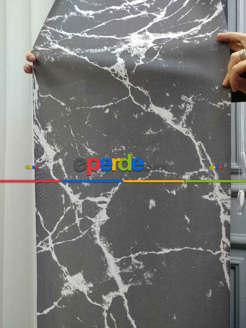 Lens Akıllı Dikey Tül Perde Mermer-22- Çok Renkli 2