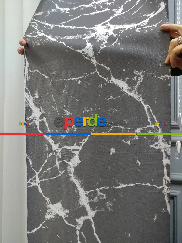 Lens Akıllı Dikey Tül Perde Mermer-22- Çok Renkli 2