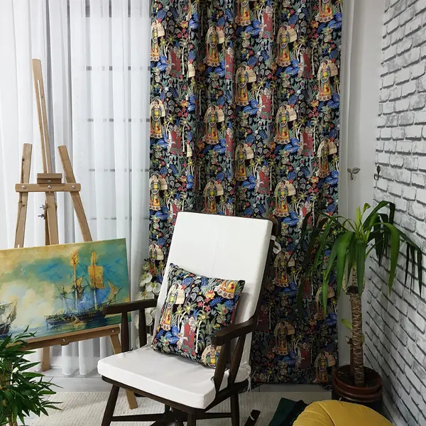 Popart Desenli Fon Perde Evmpopart4 Kumaşı Kalındır Duck Bezi Değildir- Çok Renkli 2