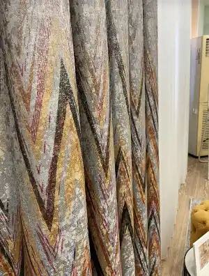 Gri Üzeri Modern Renkli Fon Perde