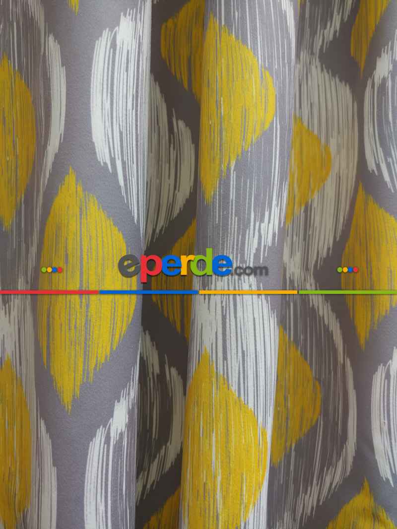 Mutfak Perdesi Kanat Fon Perde Modern Desenli- Gri-Füme-Antrasit