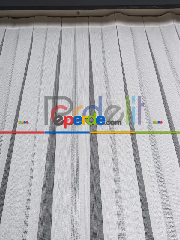 Ozi Yeni Sezon Çizgili Örme Tül Perde