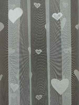 Çocuk Odası Tül Perde - Kalp Desen Örme Tül Perde- Ekru