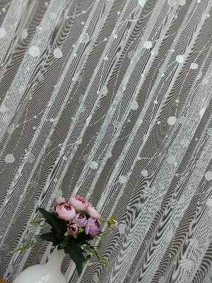 Spor Puantiyeli Desen Fransız Dantel Tül Perde- Ekru