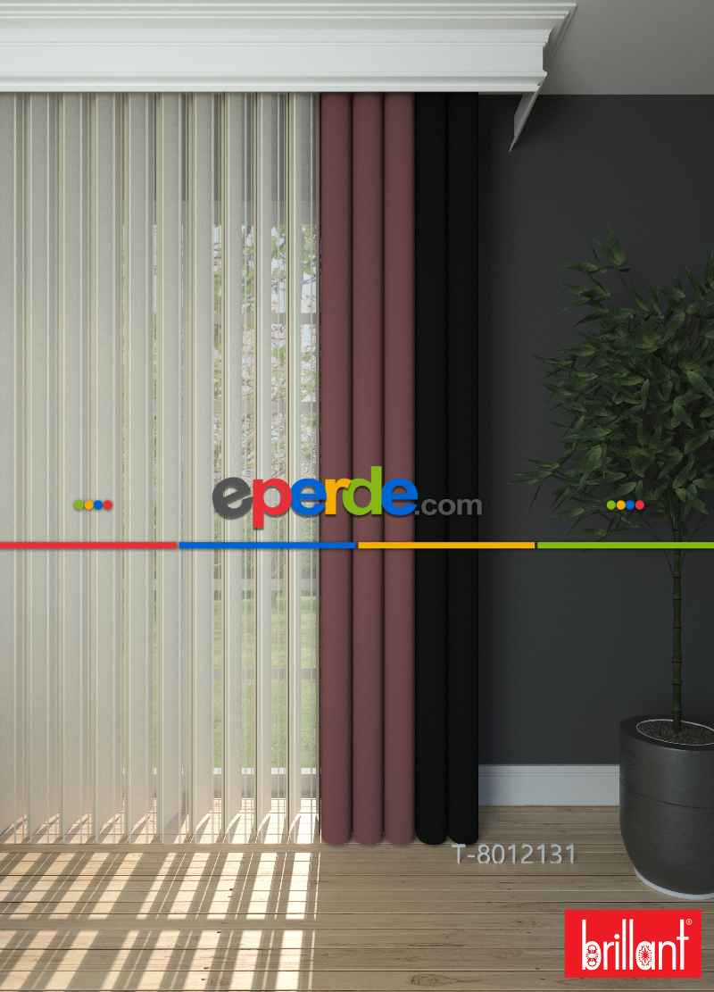 Brillant Akıllı Tül Siyah-somon Perde Tül Dikey Zebra Perde Düz 1. Kalite