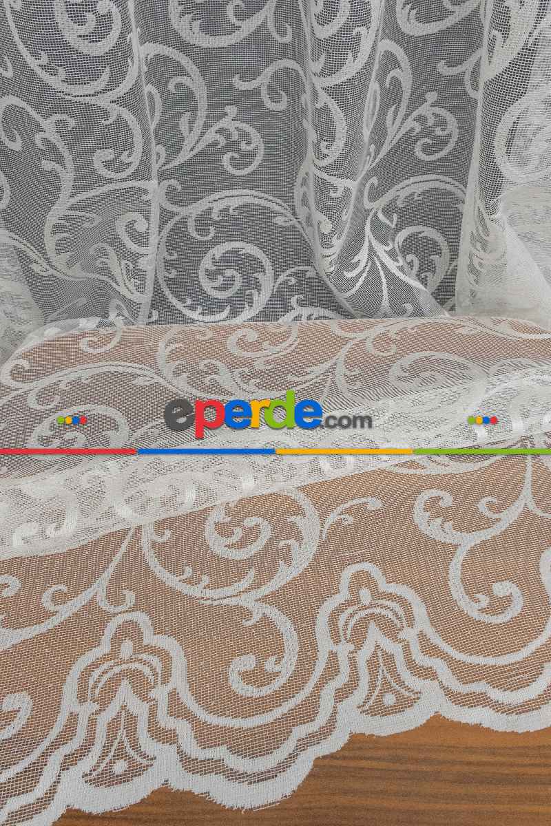 Şal Ve Sarmaşık Desenli Örme Tül Fransız Danteli