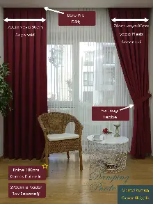 Bordo Düz Fon Perde - Bordo