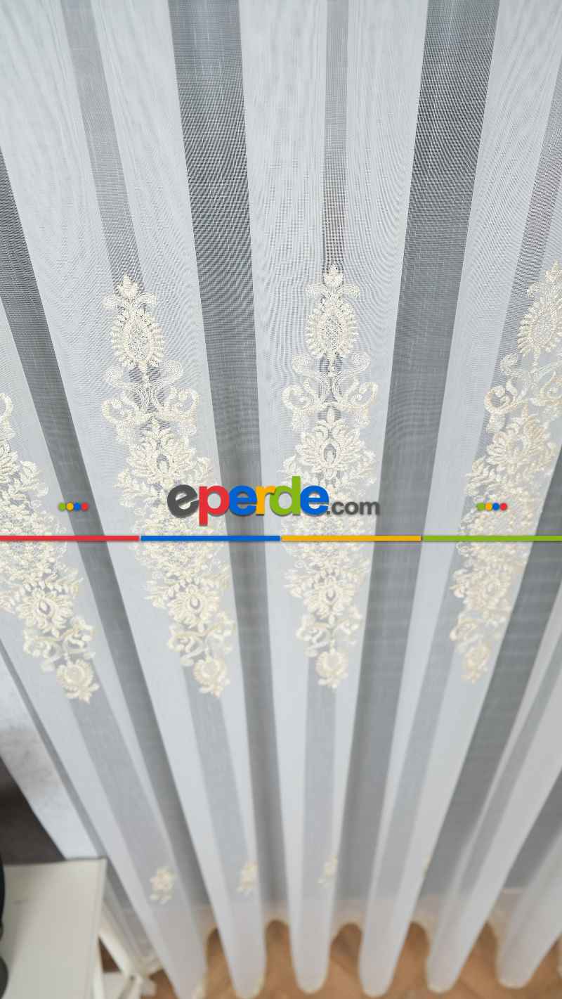 Brillant Gold Nakış İşlemeli Tül Perde Yeni Şehrazat