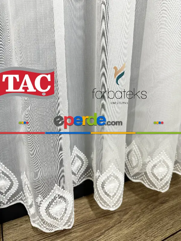 Taç Etek Yaprak Ütü İstemez Alt İşlemeli Model Tül Perde