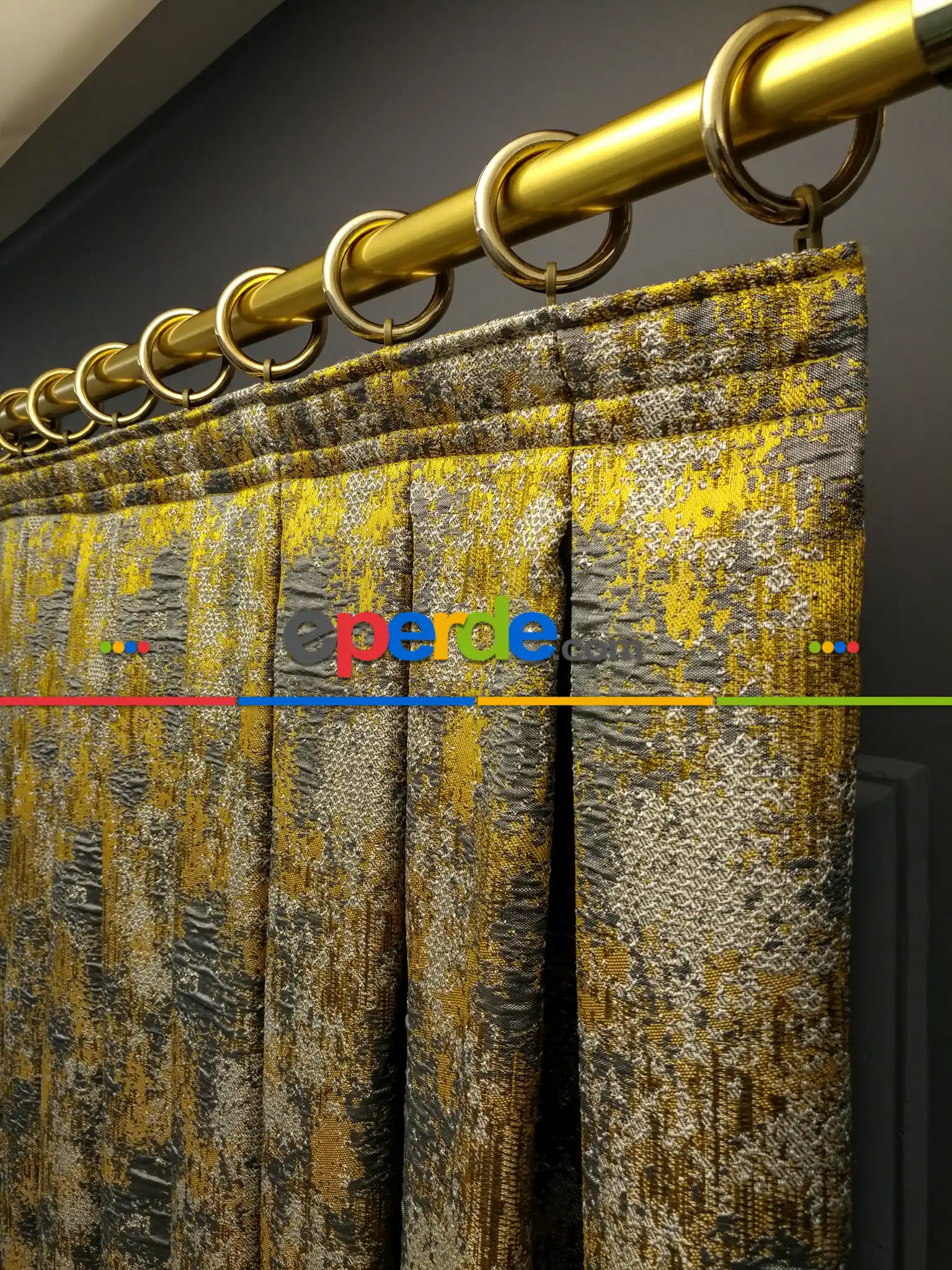 Salon Perdesi - Modern Desenli Jakarlı Fon Perde Yeni Seri 401- Gri-Füme-Antrasit