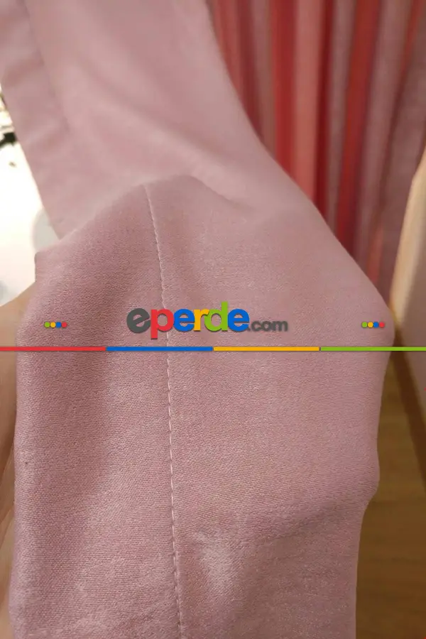 Yatak Odası - Soft Fon Perde Açık Pudra Kumaş Kanat Yan Perde- Pembe Pudra Pembe