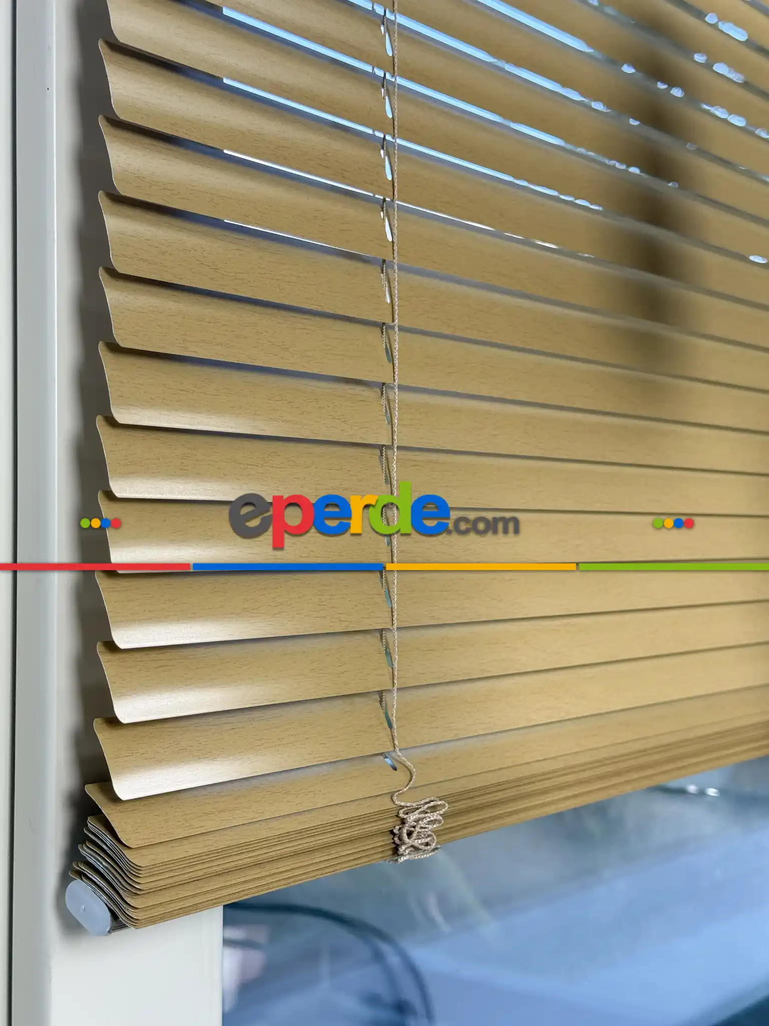 Mutfak Jaluzi - Açık Ahşap Efektli Alüminyum Jaluzi Perde - 25mm