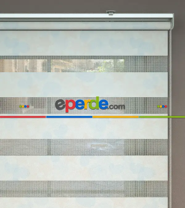 Yıldız Desenli Baskılı Zebra Perde- Çok Renkli