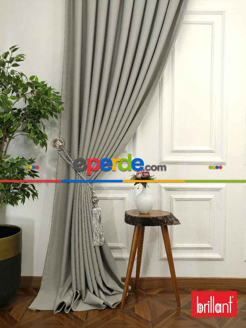 Brillant Karartma Blackout %90 Gri Renk Fon Perde- Gri-füme-antrasit