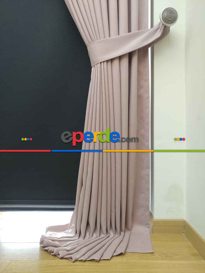 Düz Renk Dökümlü Fon Perde (150)- Pudra Pembe