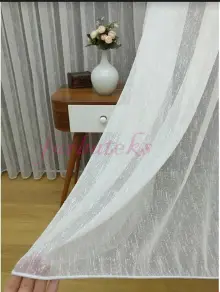 Mutfak Tül Perde - Keten Tül-keten Tül Perde- Beyaz-ekru