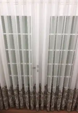 Etek Ucu Damask Desenli Dantel Tül Perde- Haki-vizon Rengi
