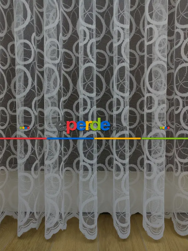 Spor Desen Fransız Dantel Tül Perde & Kruvaze Perde- Ekru