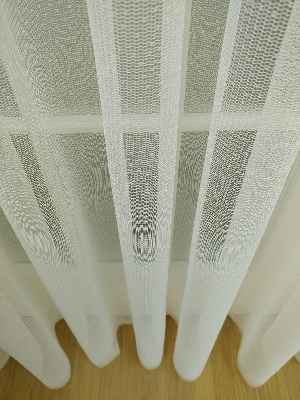 Etek Ucu Desenli Dantel Tül Perde- Ekru