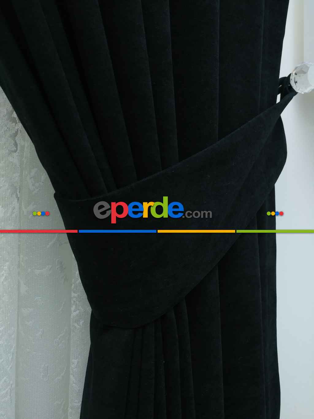 Siyah - Düz Fon Perde ( 180 Eninde )- Siyah