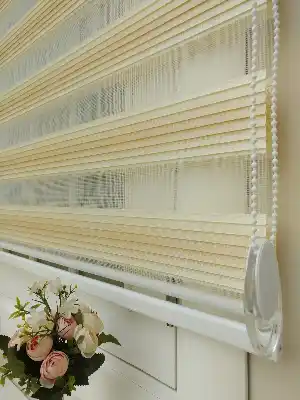Degrade Renk Geçişli Plise Zebra Perde -şampanya - Krem- Krem-krem Koyu