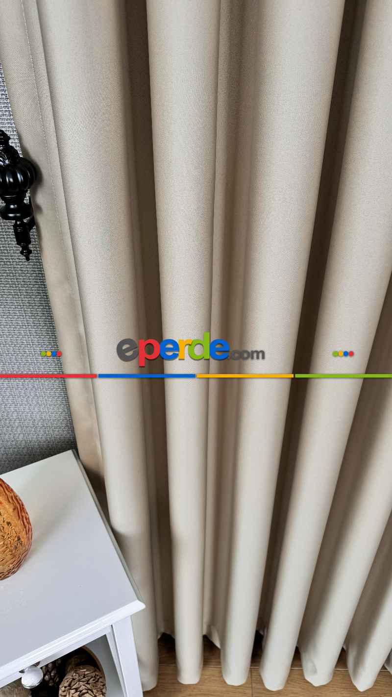 Koyu Krem Blackout - Karartma Fon Perde, Premium Kalite Serisidir, %90 Oranında Işığı Keser