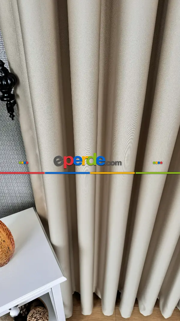 Yatak Odası - Koyu Krem Blackout - Karartma Fon Perde, Premium Kalite Serisidir, � Oranında Işığı Keser