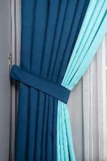 Yatak Odası - Petrol Mavi - Turkuaz Kombinli Fon Perde