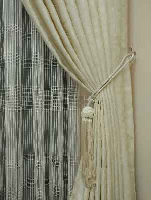 Jakar Fon Perde Dökümlü ( Dökümlü Jakar Fon )- Krem