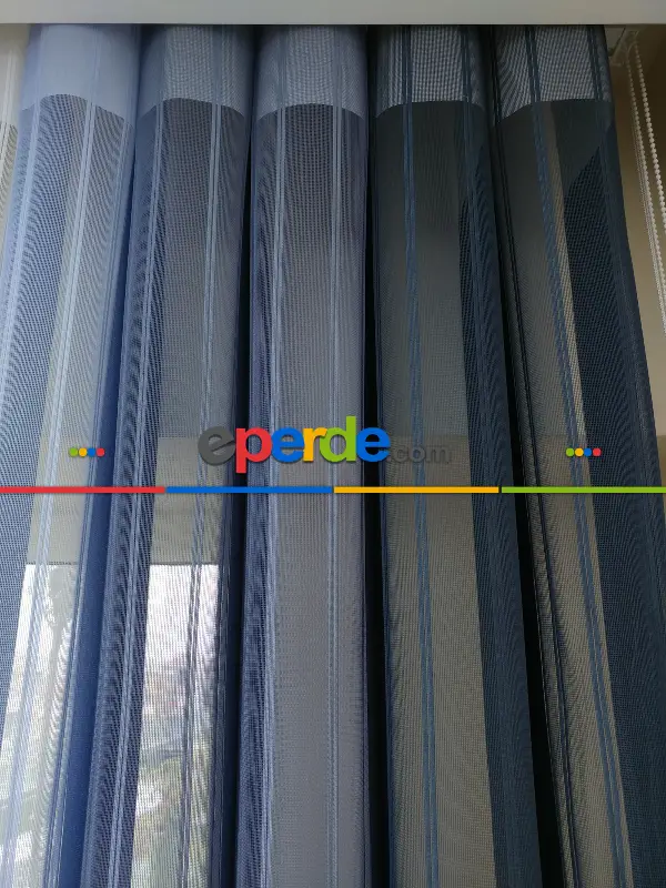 Salon - Akıllı Tül Perde 1. Kalite Çizgili Tül Dikey Zebra Perde Füme Gri Lila Ekru- Gri-Füme-Antrasit