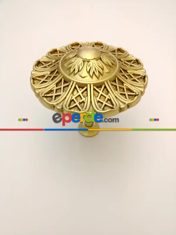 Perde Fon Demiri Desenli Eskitme Gold Antik- Hardal Sarısı