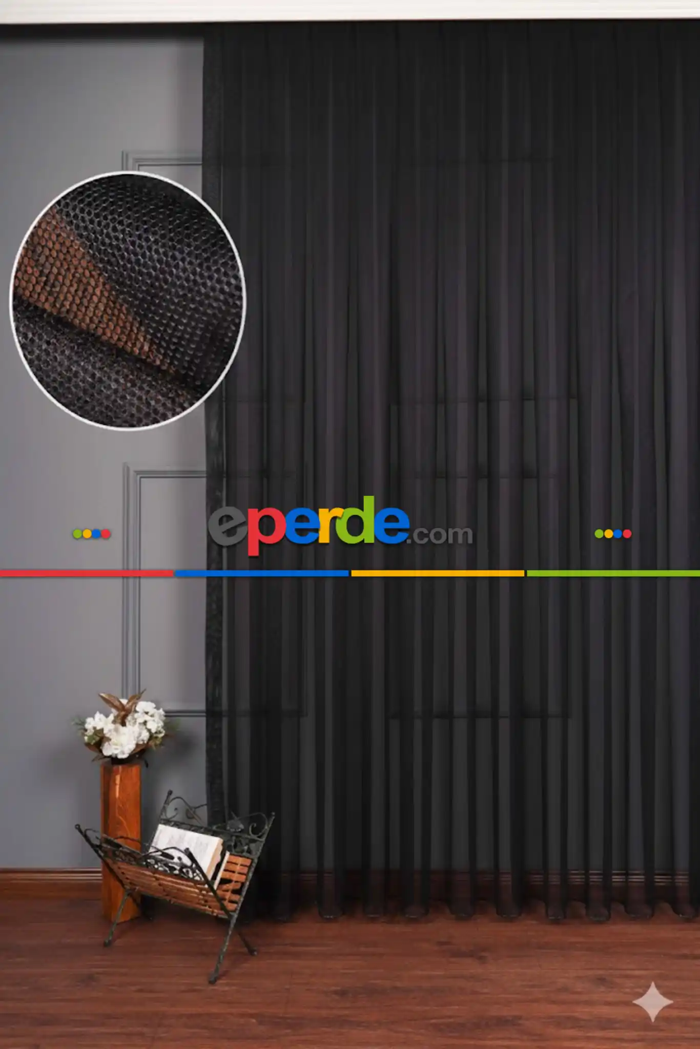 Siyah Grek Düz Tül Perde