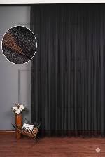 Siyah Grek Düz Tül Perde Siyah