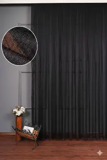 Siyah Grek Düz Tül Perde