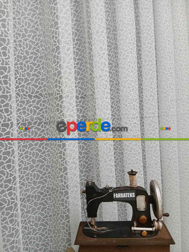 Beyaz Leopar Desen Desen Modern Tül Perde