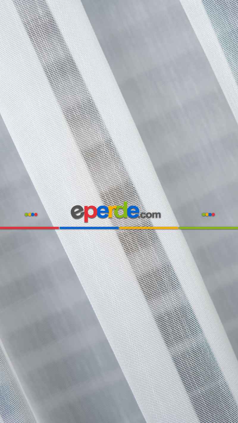 Taç Ekru Etek Çiçek İşlemeli Tül Perde, Ütü İstemeyen Kırışmaz