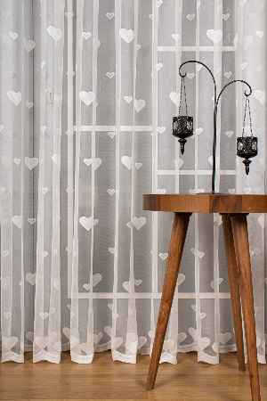 Çocuk Odası Kalp Desenli Örme Tül Perde