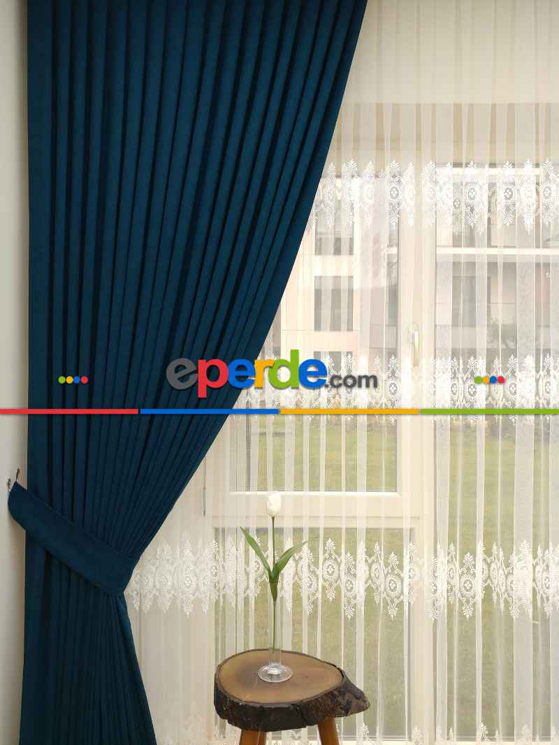 Petrol Yeşil Düz Sade Fon Perde Dökümlü ( Dökümlü Fon- Yeşil Koyu Yeşil-petrol Mavisi