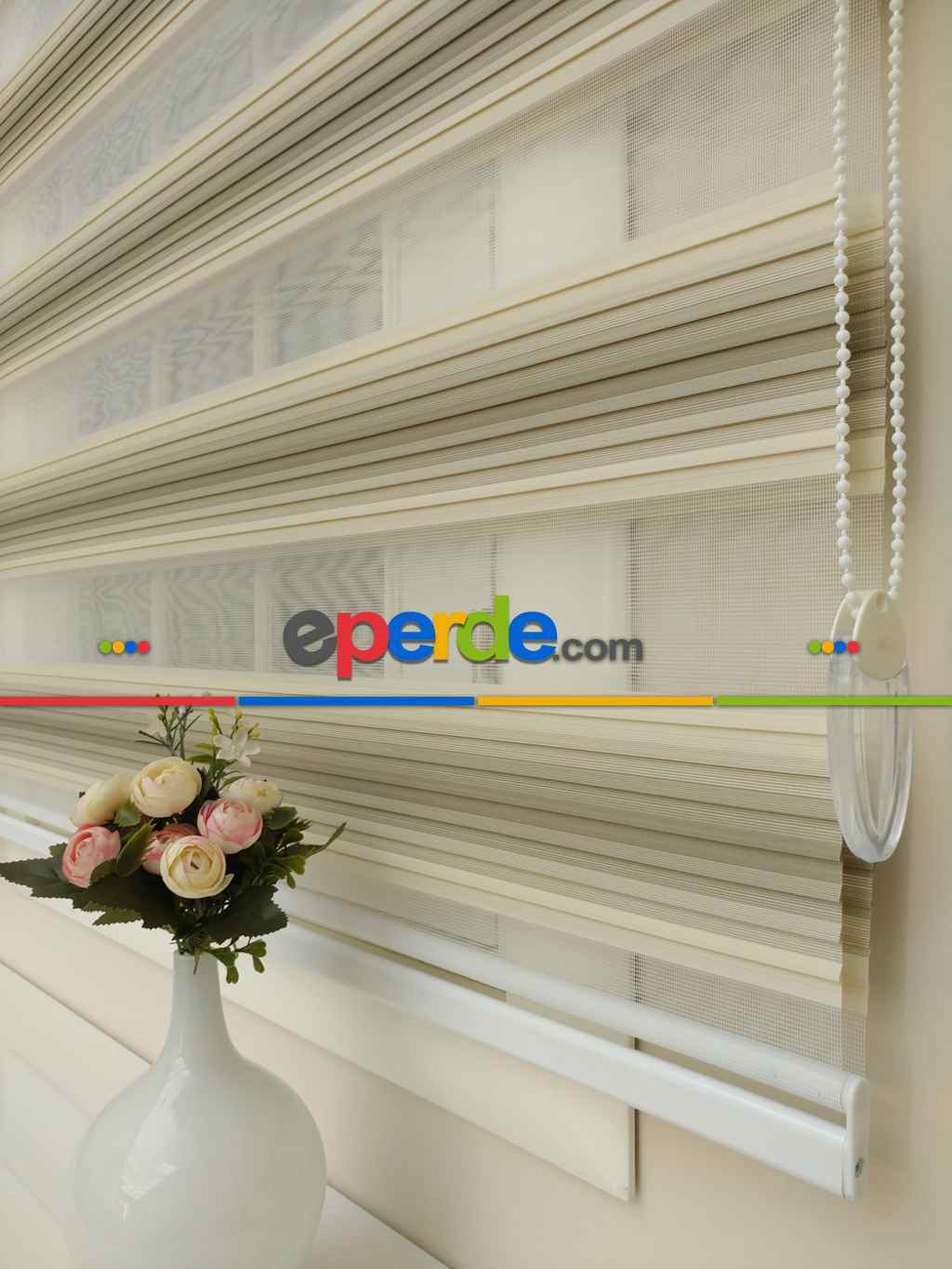 Salon Zebra Perde - Vizon Degrade Geçişli Plise Zebra Perde 2021 Elit- Krem