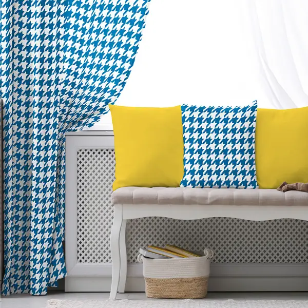 Mavi Fon Perde Evim1621-1 Kumaşı Kalındır Duck Bezi Değildir