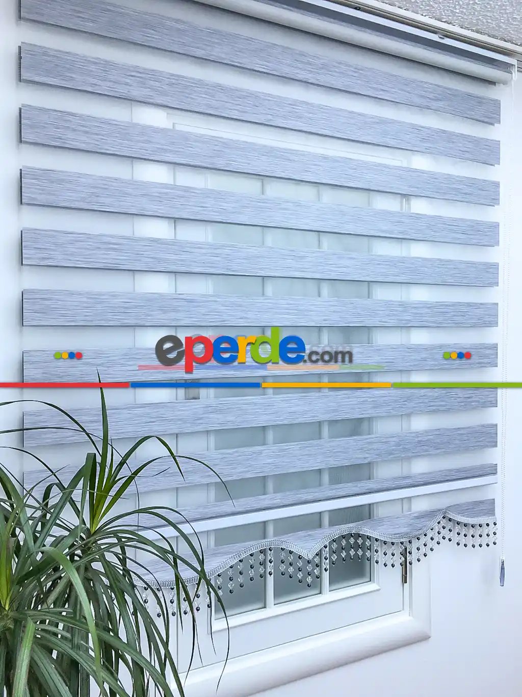 Gri Bambu Zebra Perde 14207-09- Gri-füme-antrasit